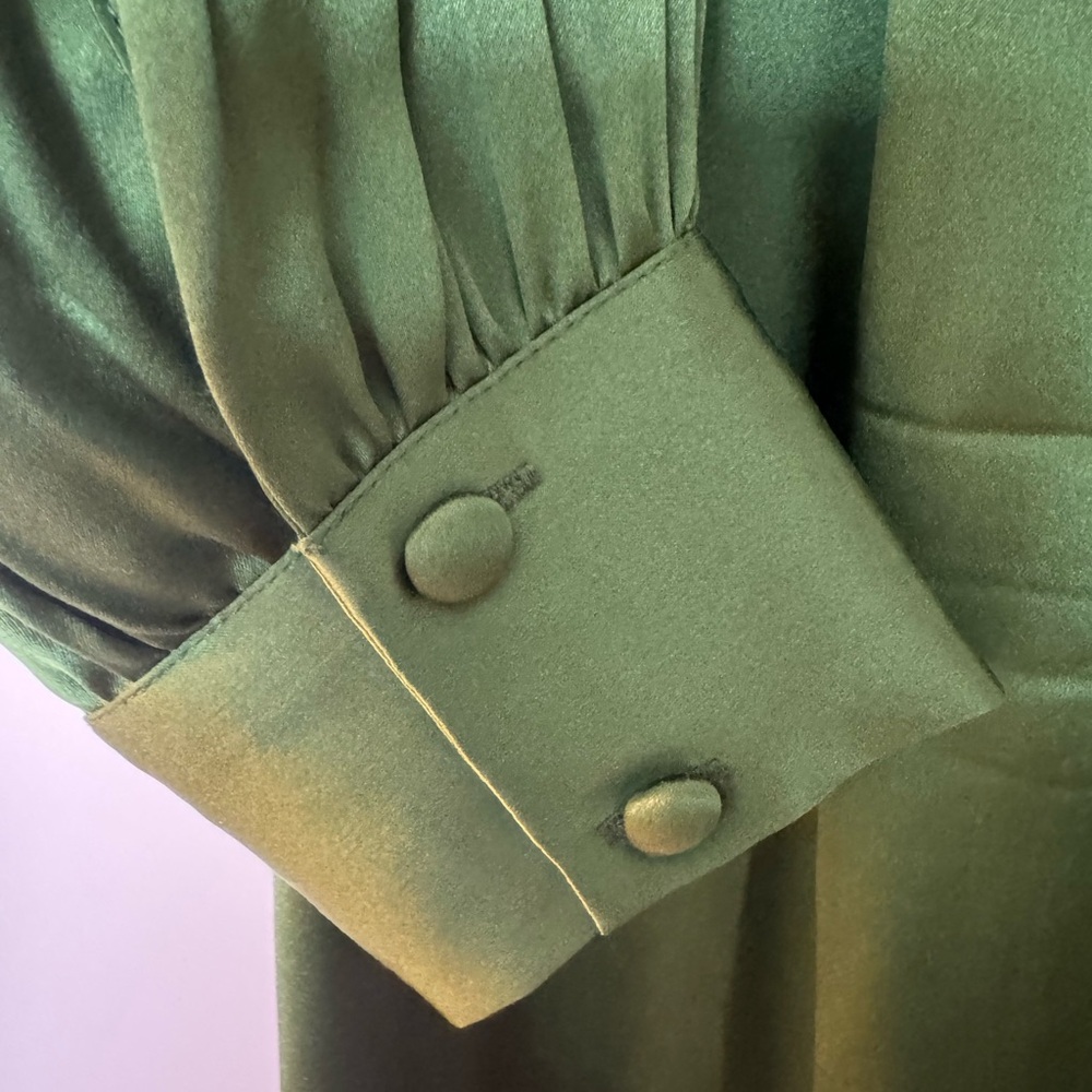 Reformation Deep Green Long Sleeve Dress - Picture 6 of 7